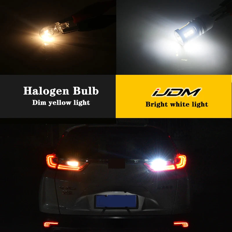 iJDM BA9S BAX9S BAY9S H21W LED Bulb 15-SMD1020 650lm 3.6W Canbus 12-32V 2-Pack