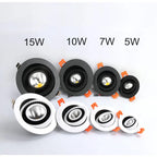 360 Degree Rotatable COB LED Recessed Downlight 5W 7W 10W 15W 18W CRI 80 100-110 lm/W AC DC 12V 24V Warm White Natural White Cool White White Black Driver Included