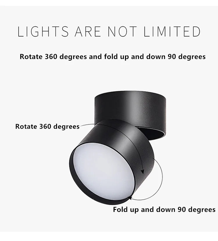 Dimmable Surface Mounted LED Ceiling Spotlight 9W 12W 15W 30-Degree Frosted 90-260V