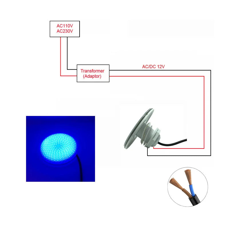 LED Pool Light 25W 30W 42W 50W 60W IP68 Resin-Filled 12V AC/DC RGB Warm Cool White 2-Inch
