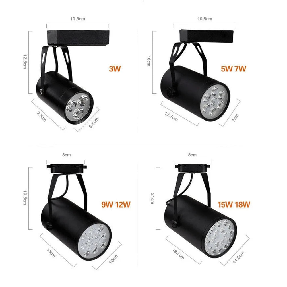 LED Track Light 6W 12W Aviation Aluminum Cree Chips 24° CRI 80+ 100-110lm/W AC 85-265V