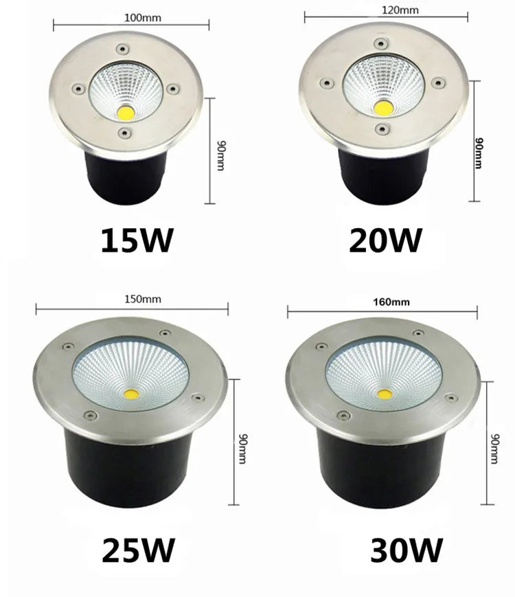 LED Underground Ground Light 5W 10W 15W 20W 30W IP67 Waterproof Stainless Steel 85-265V