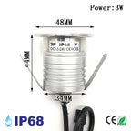 3W IP68 LED Underwater Pool Light 280lm 30° CRI 80+ DC 12-24V 35mm Cutout Stainless Steel