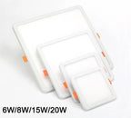Ultra-Thin LED Panel Light 6W 8W 15W 20W Round Square 150° 80-100lm/W AC 85-265V