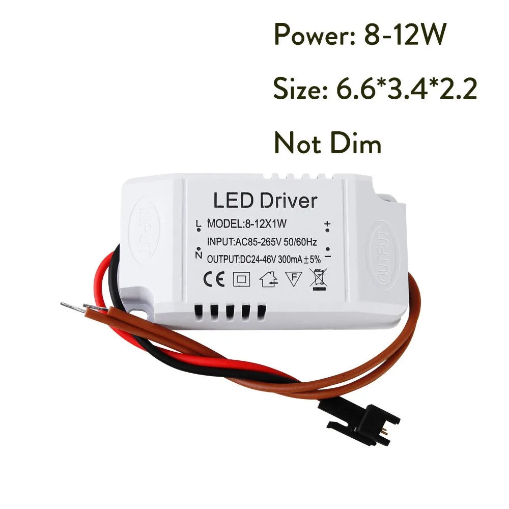 Constant Current LED Driver 300mA 1-3W 4-5W 4-7W 8-12W 18-24W AC 85-265V 90% Efficiency