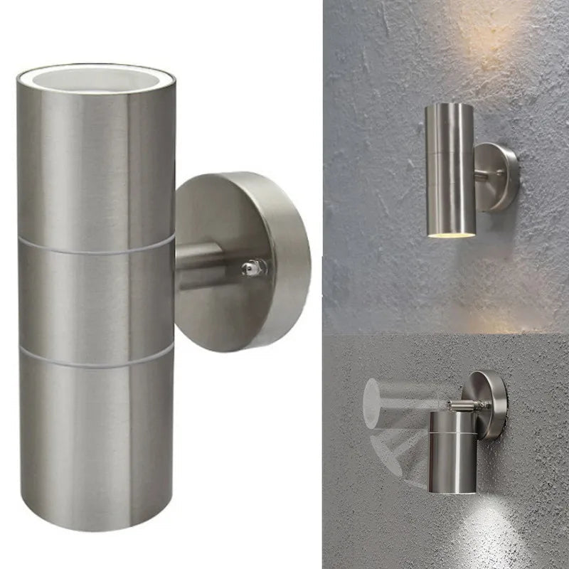GU10 Stainless Steel Outdoor Wall Lamp 5W 10W Up Down IP55 Silver Black AC 85-265V 600lm