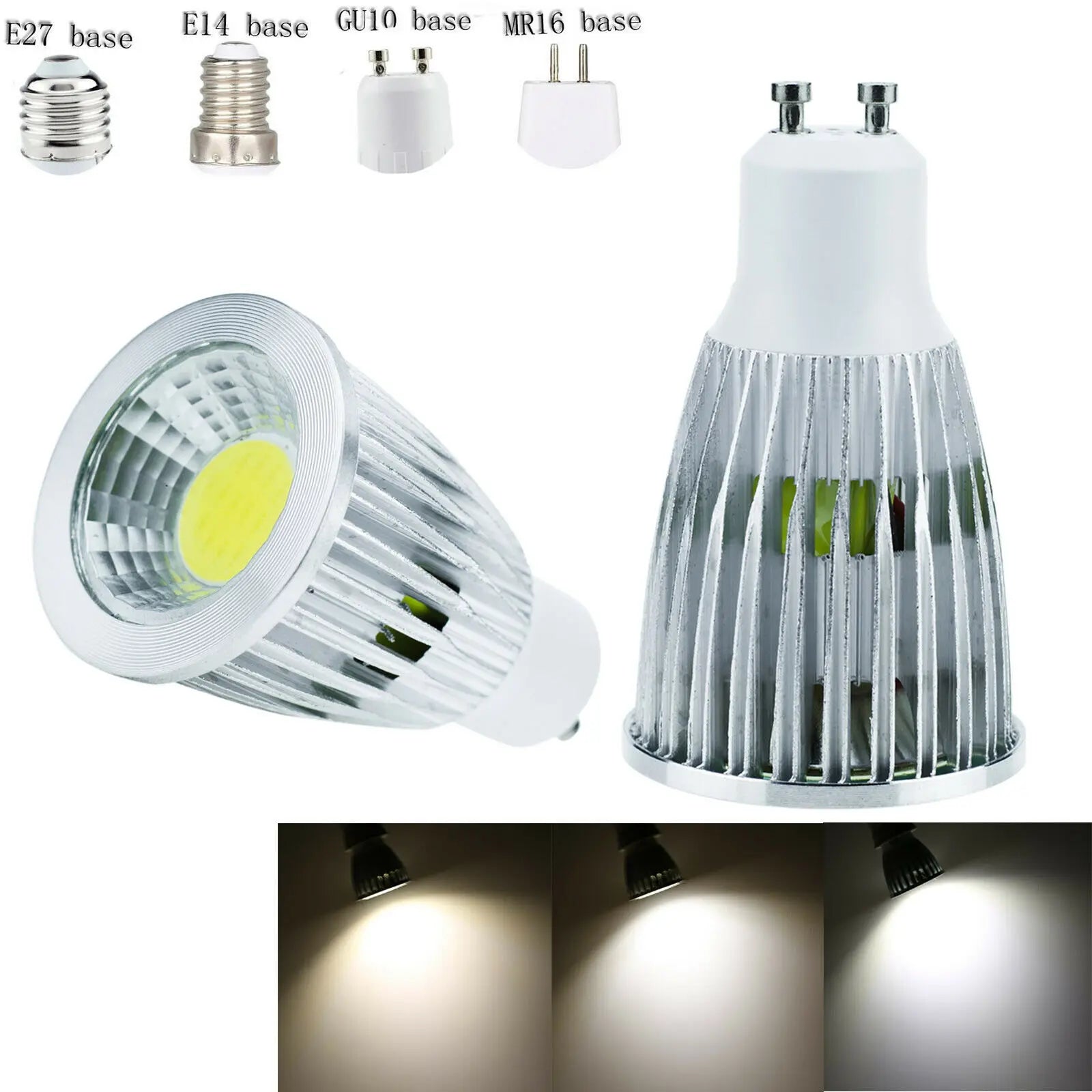 DC 12V 24V Dimmable LED Spotlight Bulb GU10 MR16 E27 6W 9W 12W Epistar 60 Degree 10 Pack