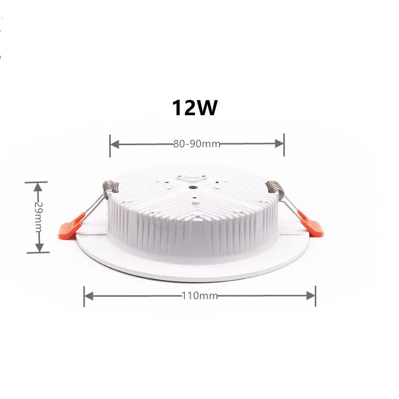 LED Recessed Ceiling Downlight 5W 9W 12W 15W 18W 24W 30W 36W 100lm/W AC110-240V