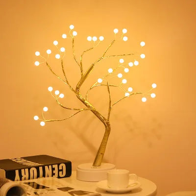 LED Mini Christmas Tree Night Light Copper Wire Adjustable Branches USB or Battery Powered Touch Switch 24.4 inch Bedroom Decor