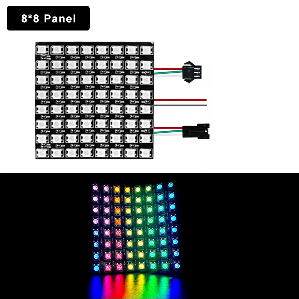 WS2812B LED Matrix Panel 8x8 8x32 16x16 DC 5V Individually Addressable SMD 5050 RGB Full Color 120 Degree IP30 Flexible PCB Pixel Display Module