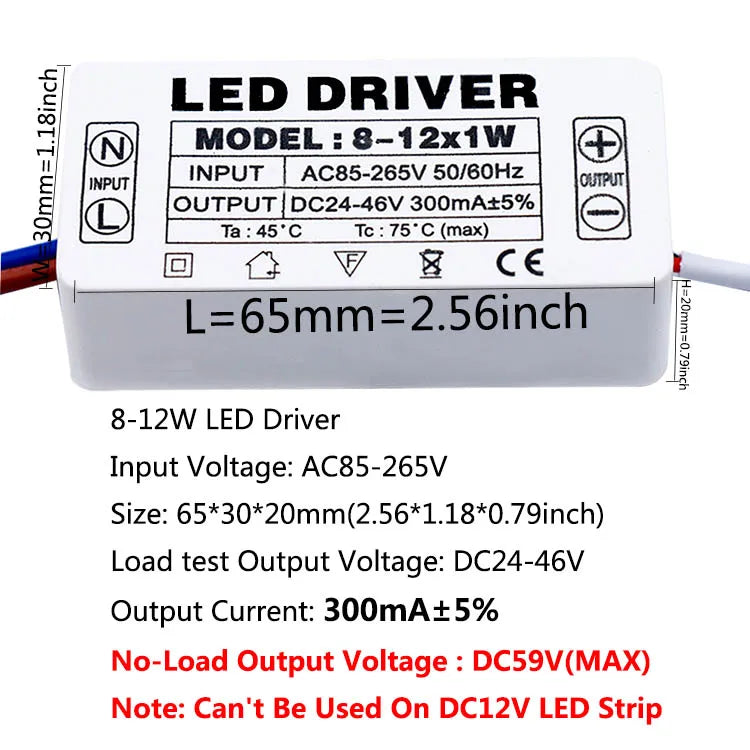Isolated Constant Current LED Driver 280-300mA 1-3W to 25-36W AC 85-265V Aishi IC OVP