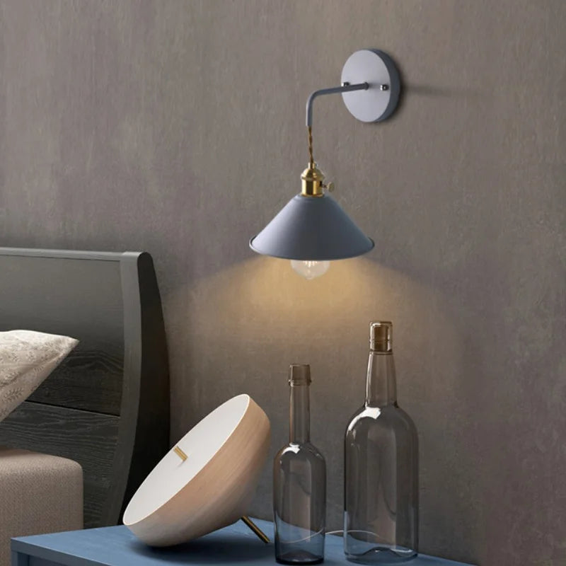 Nordic Macaron E26 E27 Wall Lamp Iron 5 Colors Downward Light AC 85-265V Bedroom Living Room