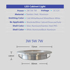 IP65 LED Mini Recessed Downlight 3W 5W 7W DC 12V 120 Degree CRI 80 D72 x H13mm 55-60mm Cutout Warm White Natural White Cool White Cabinet Bathroom