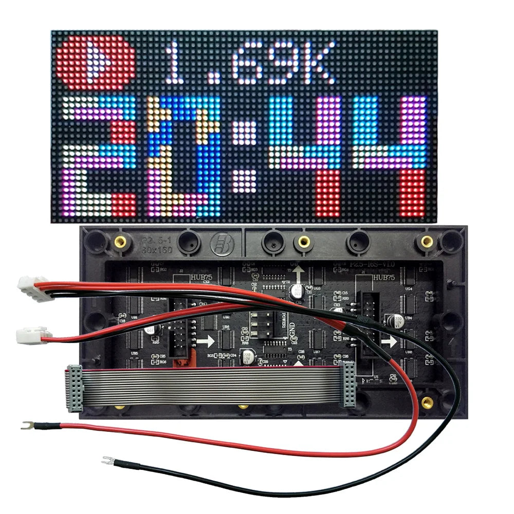 P2.5 64x32 Indoor Full-Color LED Display Module 160x80mm HUB75 800nit SMD2121 DC 5V