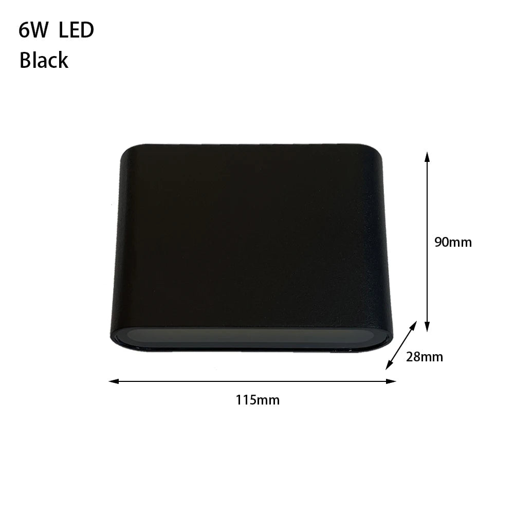 IP65 LED Outdoor Wall Lamp 6W 12W Baked Aluminum Warm White Cool White AC 85-265V Black White Grey Balcony Garden Exterior Sconce