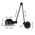 Loft Retro Wrought Iron LED Wall Lamp E14 Single Head Downlight Forged Adjustable AC 90-260V Bedroom Living Room Kitchen Black White