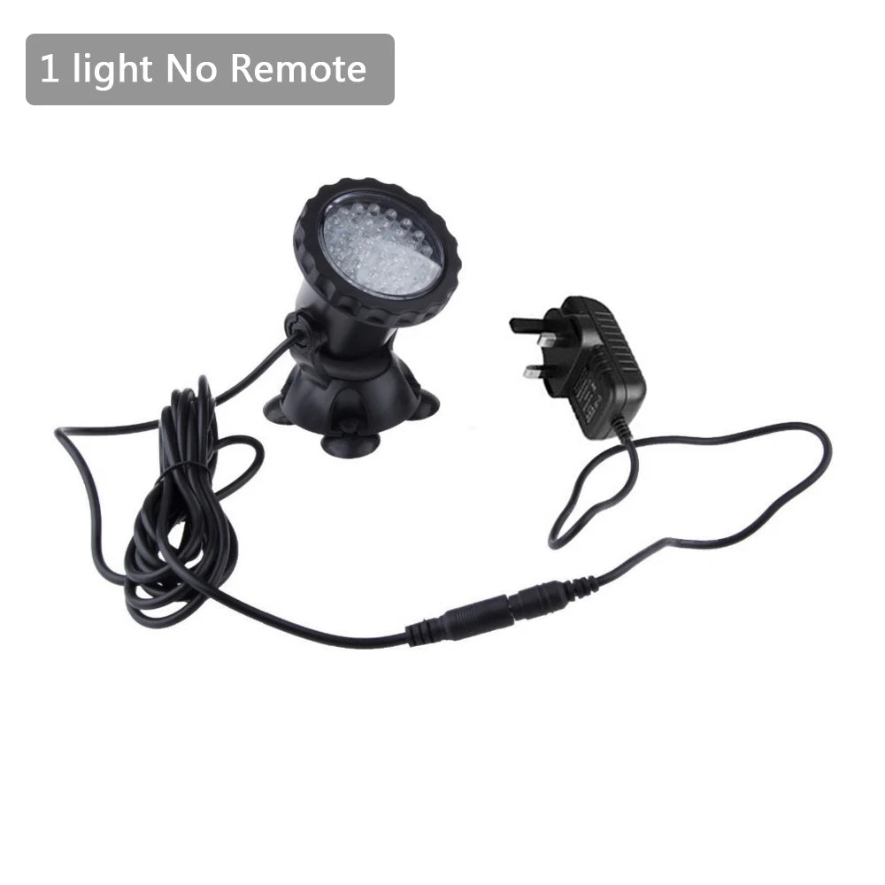 RGB LED Underwater Light 36 LEDs 4.8W IP68 7cm Suction Cup AC 100-240V Aquarium Pool Pond