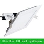 Ultra-Thin 20mm LED Panel Downlight 3W-24W SMD2835 120° Round Square AC 85-265V Driver