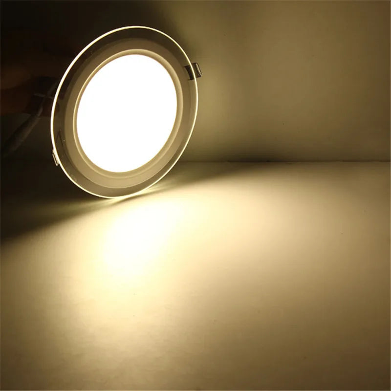 LED Panel Downlight 6W-24W Round Square Glass PF97% 120° AC 85-265V Warm Natural Cool White