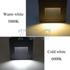 3W 5W IP65 LED Recessed Stair Step Wall Light Dimmable AC 85-265V DC 12V Black White 58-86mm