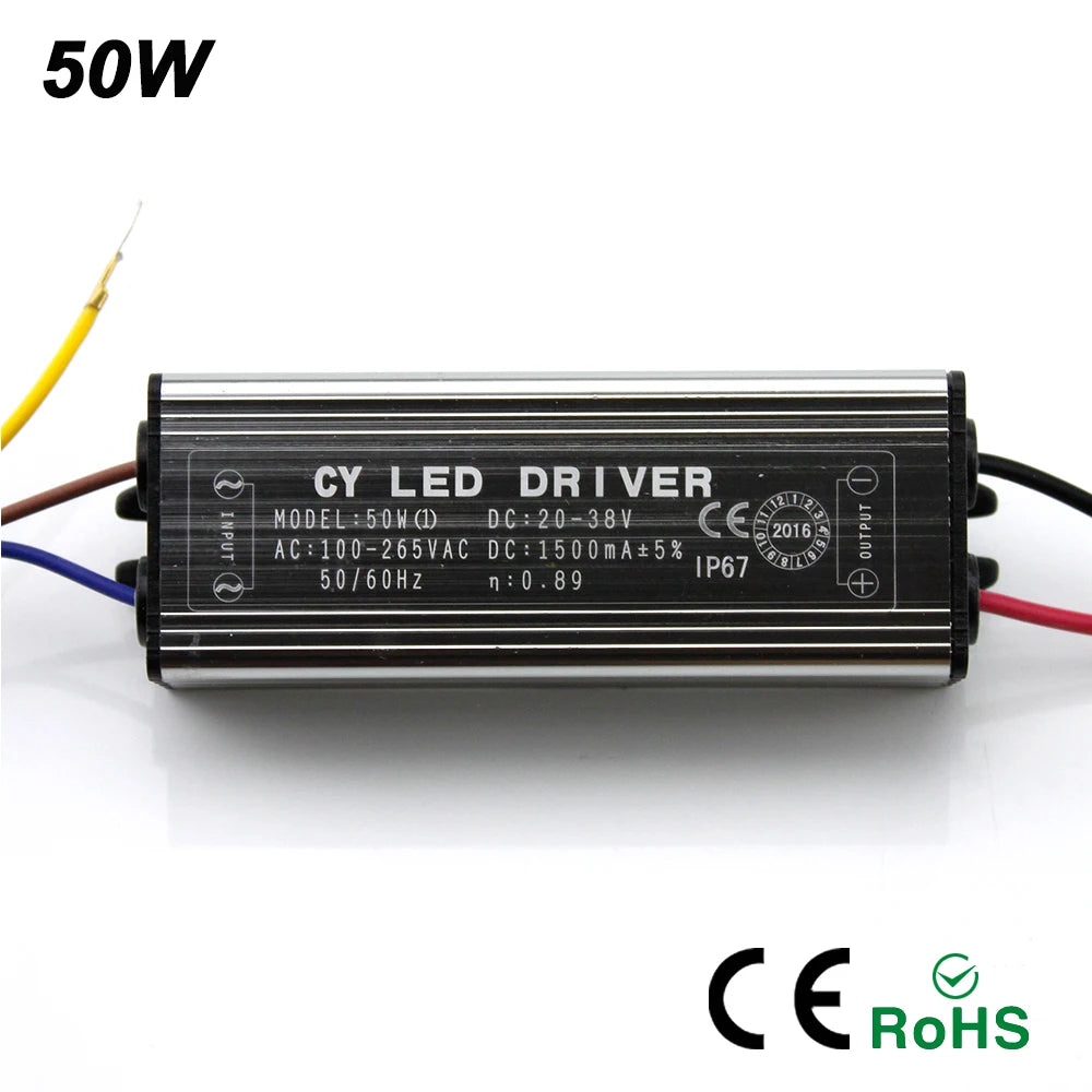 IP67 LED Driver 10W 20W 30W 50W AC 100-265V to DC 20-38V Constant Current Waterproof Floodlight