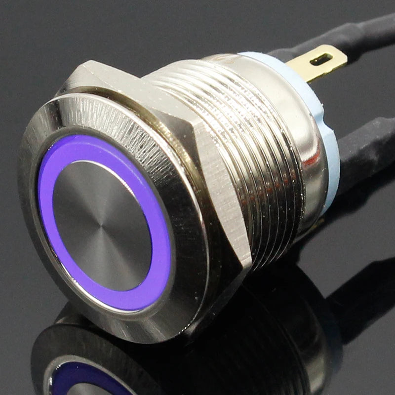 Waterproof Momentary Stainless Steel Push Button Switch 19mm 5A LED 5V 12V 24V 220V Red Green Blue Yellow White Panel Mount