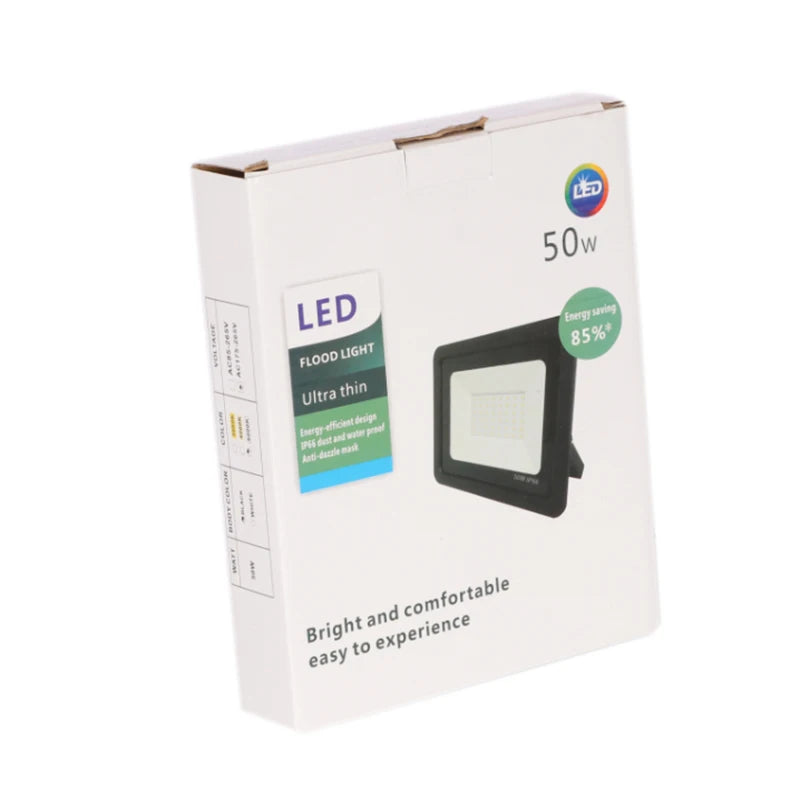 Ultra-Thin IP66 LED Flood Light 10W-100W SMD2835 CRI 80 120° AC 90-140V or 180-265V Aluminum