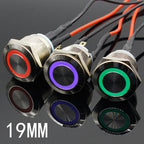 Waterproof Momentary Stainless Steel Push Button Switch 19mm 5A LED 5V 12V 24V 220V Red Green Blue Yellow White Panel Mount