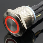 Waterproof Momentary Stainless Steel Push Button Switch 19mm 5A LED 5V 12V 24V 220V Red Green Blue Yellow White Panel Mount