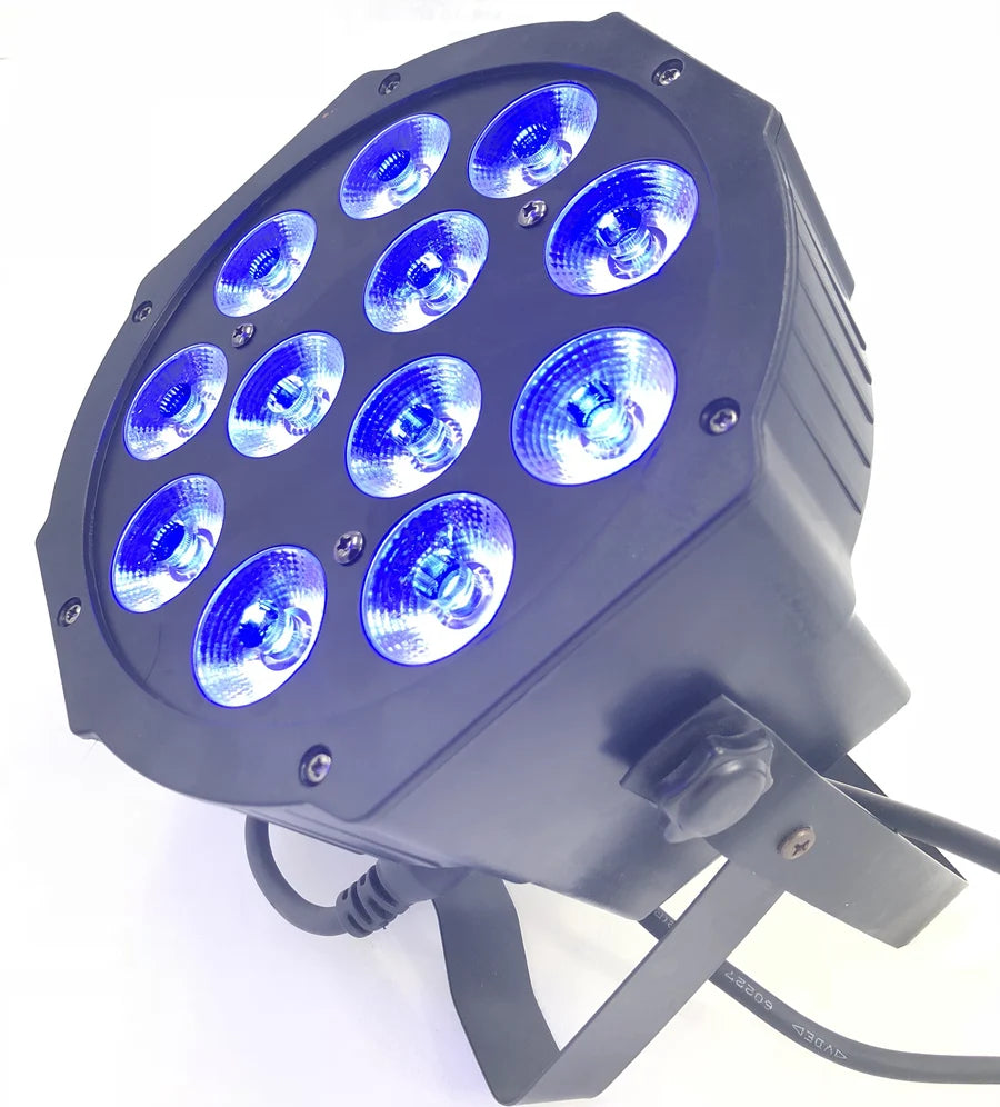 12x RGBWAUV 6-in-1 LED PAR Stage Light 18W DMX 6/10CH 45° AC 90-240V US Plug DJ Party