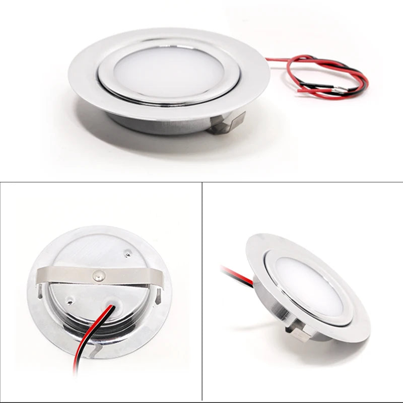 4/8-Pack 3W IP65 Stainless Steel LED Spotlight D72mm 55mm Cutout 120° 240-300lm DC 12V