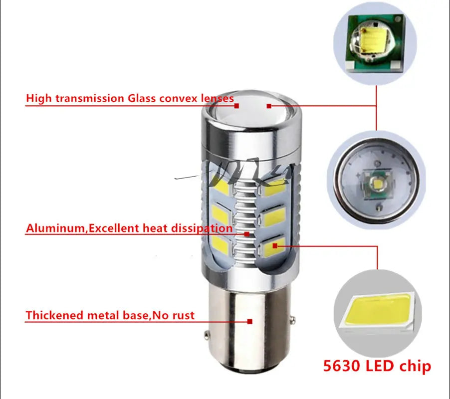 1157 BAY15D LED Bulb 2.5W 12V SMD5630 Brake Tail Signal Light White Red Yellow 60,000hr