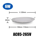 Ultra-Thin Round LED Panel Downlight 3W 6W 9W 12W 15W 18W 24W SMD2835 180° AC 90-265V