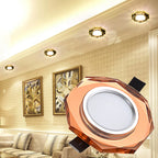 European Crystal LED Ceiling Light 3W 5W Stainless Steel K9 Crystal AC 90-260V Warm White Cool White D90 x H33mm Embedded Aisle Corridor Porch Hall