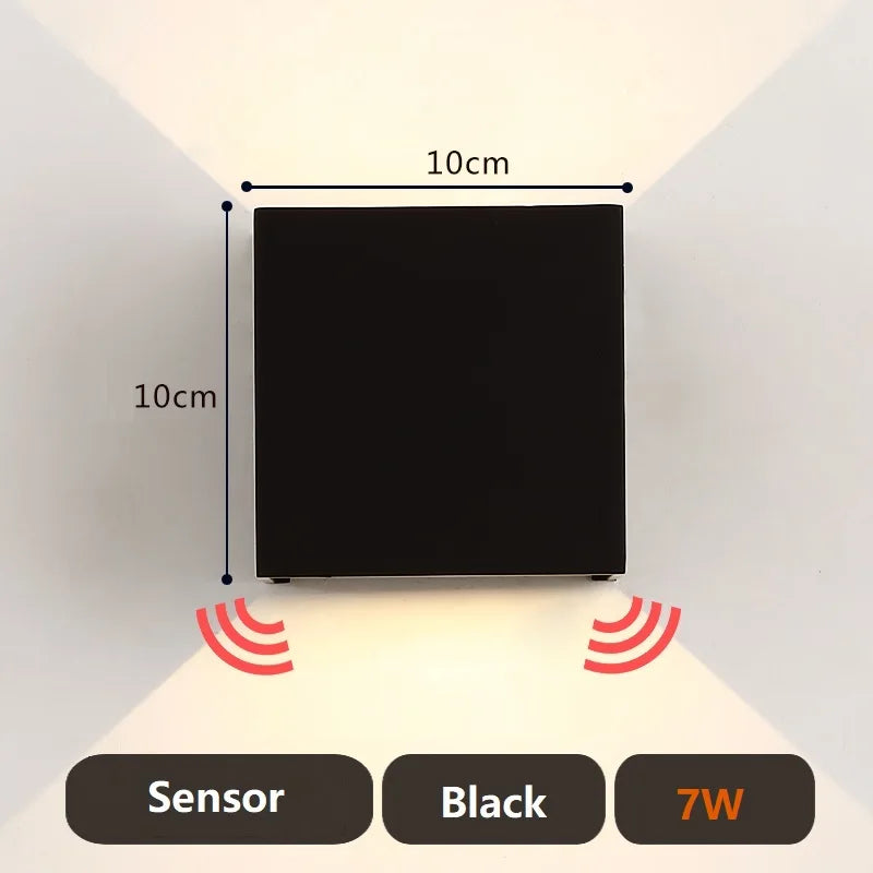 Square IP65 LED Outdoor Wall Light 7W 12W 20W COB PIR Optional 120° AC 85-265V 50,000hr