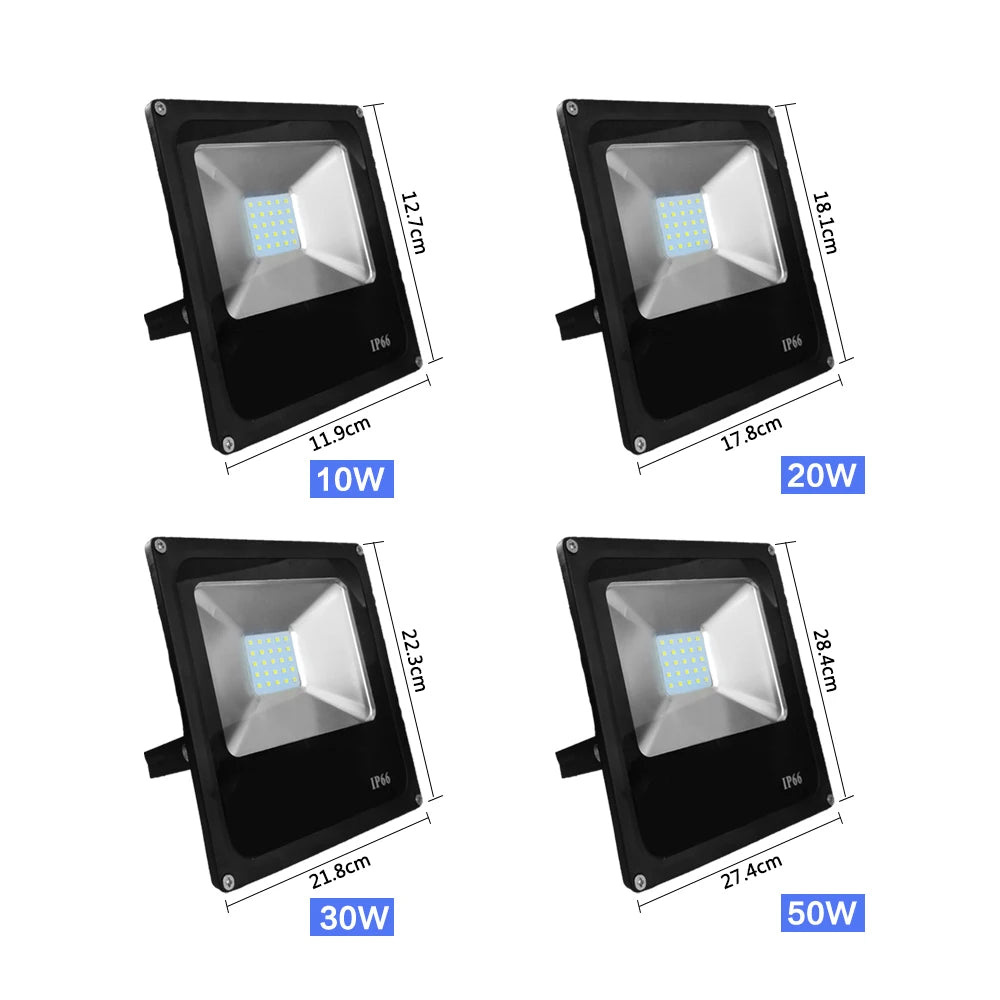 AC/DC 12-85V LED Flood Light 10W 20W 30W 50W IP65 120° Cool White Aluminum Outdoor