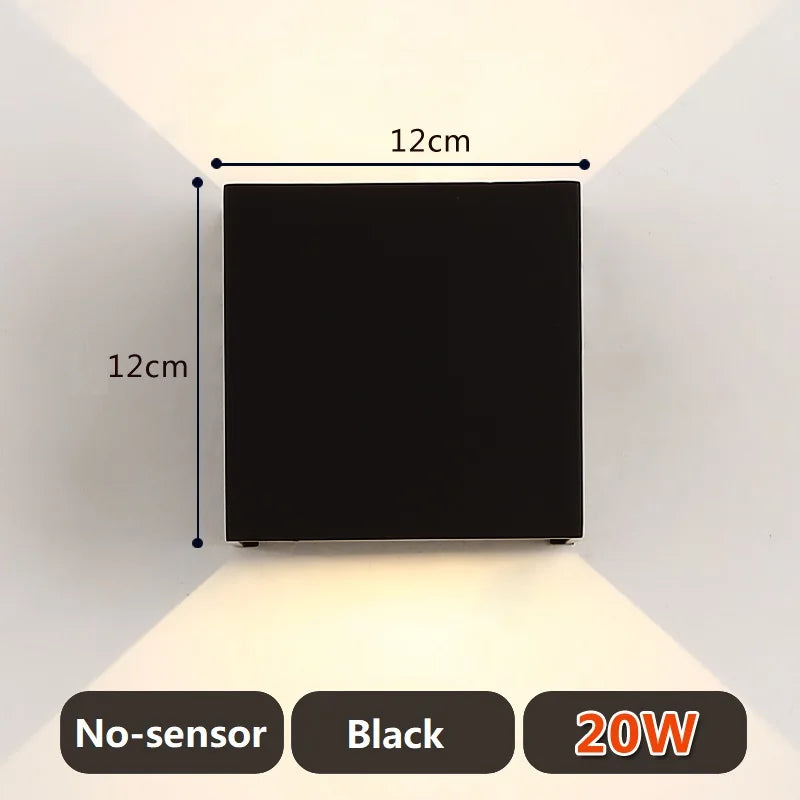 Square IP65 LED Outdoor Wall Light 7W 12W 20W COB PIR Optional 120° AC 85-265V 50,000hr