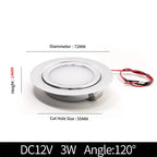 4/8-Pack 3W IP65 Stainless Steel LED Spotlight D72mm 55mm Cutout 120° 240-300lm DC 12V