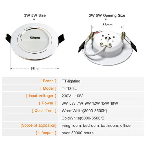 4-Pack LED Recessed Downlight 5W-18W CRI 85+ 120° IP44 AC 85-240V Warm Cool White Silver