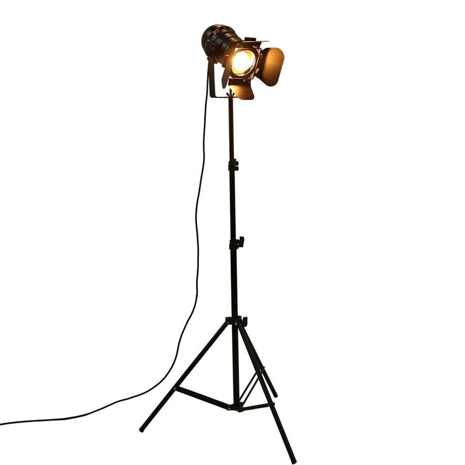 Industrial Retro Tripod Floor Lamp E27 Metal Iron Black Vintage Knob Switch AC 90-260V