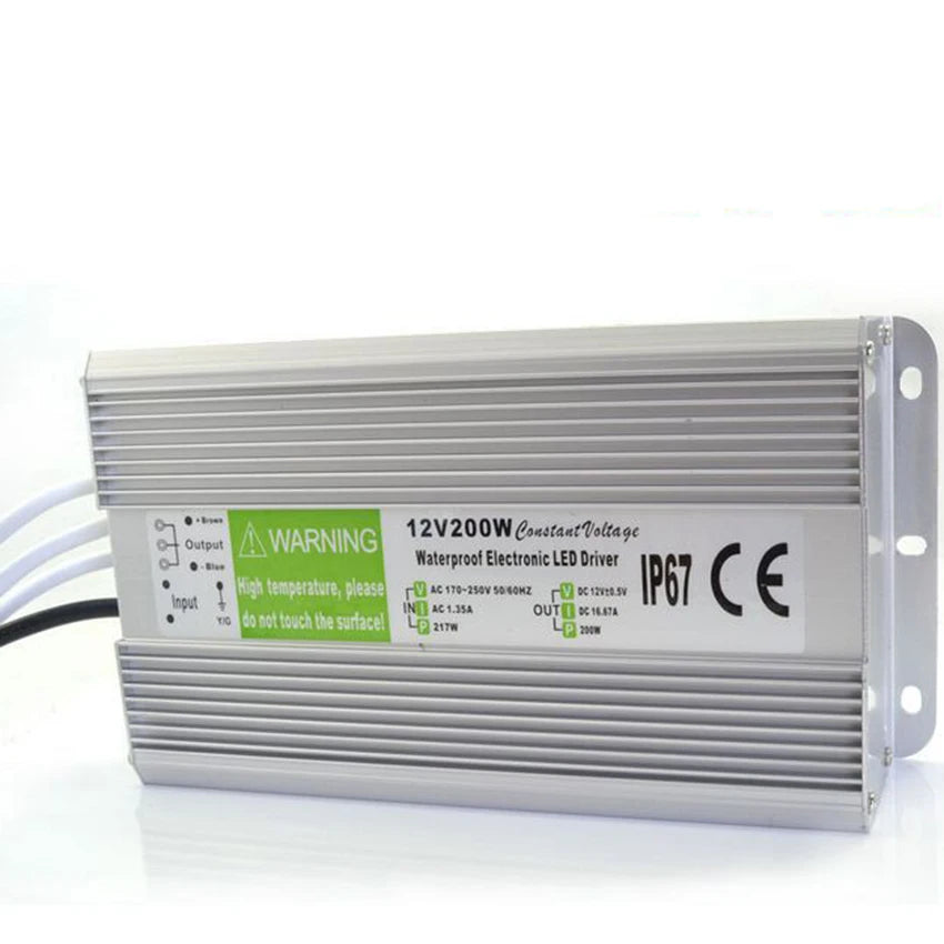 IP67 Waterproof LED Power Supply 12V 24V 10W-250W AC 100-240V CE UL RoHS FCC