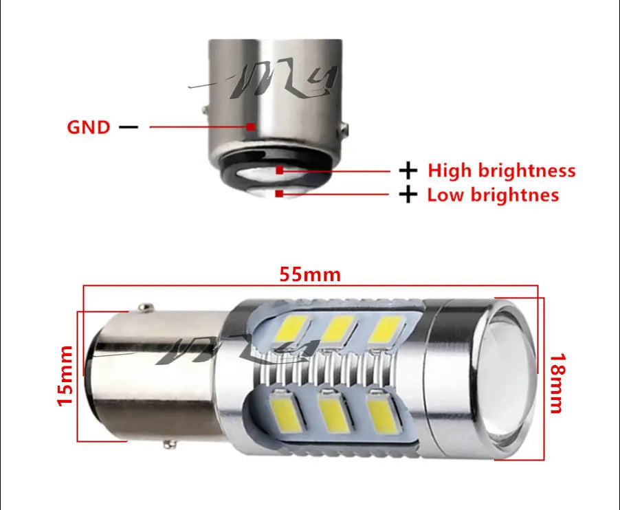 1157 BAY15D LED Bulb 2.5W 12V SMD5630 Brake Tail Signal Light White Red Yellow 60,000hr
