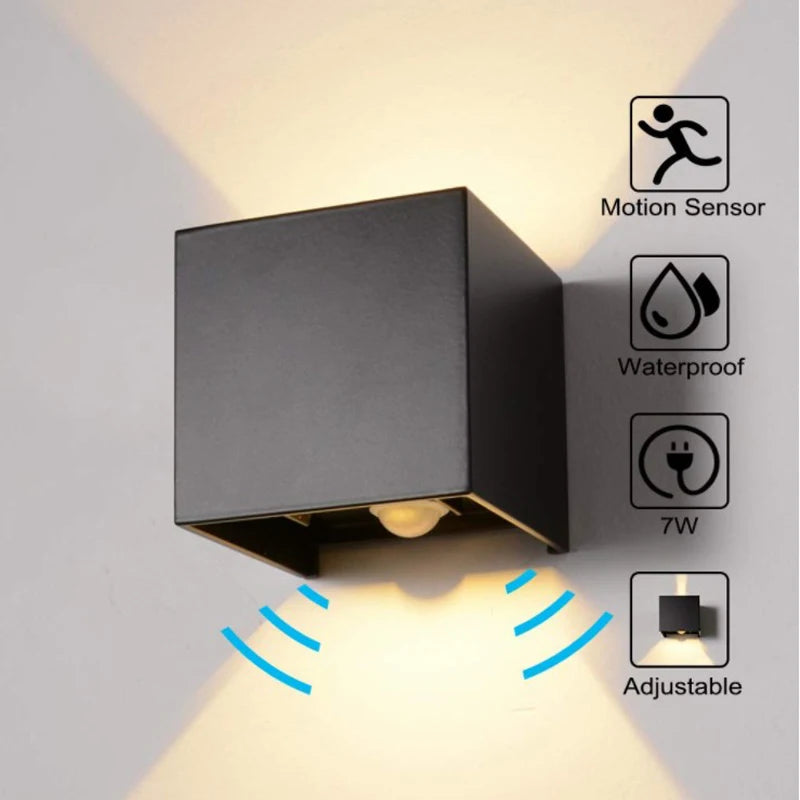 Square IP65 LED Outdoor Wall Light 7W 12W 20W COB PIR Optional 120° AC 85-265V 50,000hr