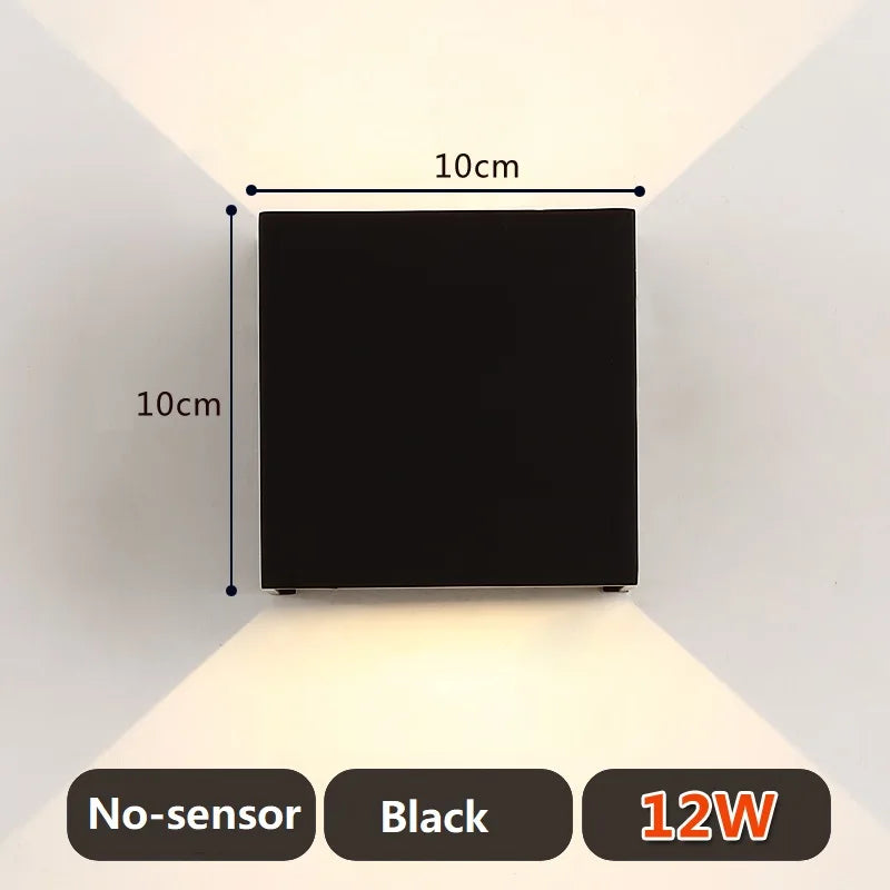 Square IP65 LED Outdoor Wall Light 7W 12W 20W COB PIR Optional 120° AC 85-265V 50,000hr