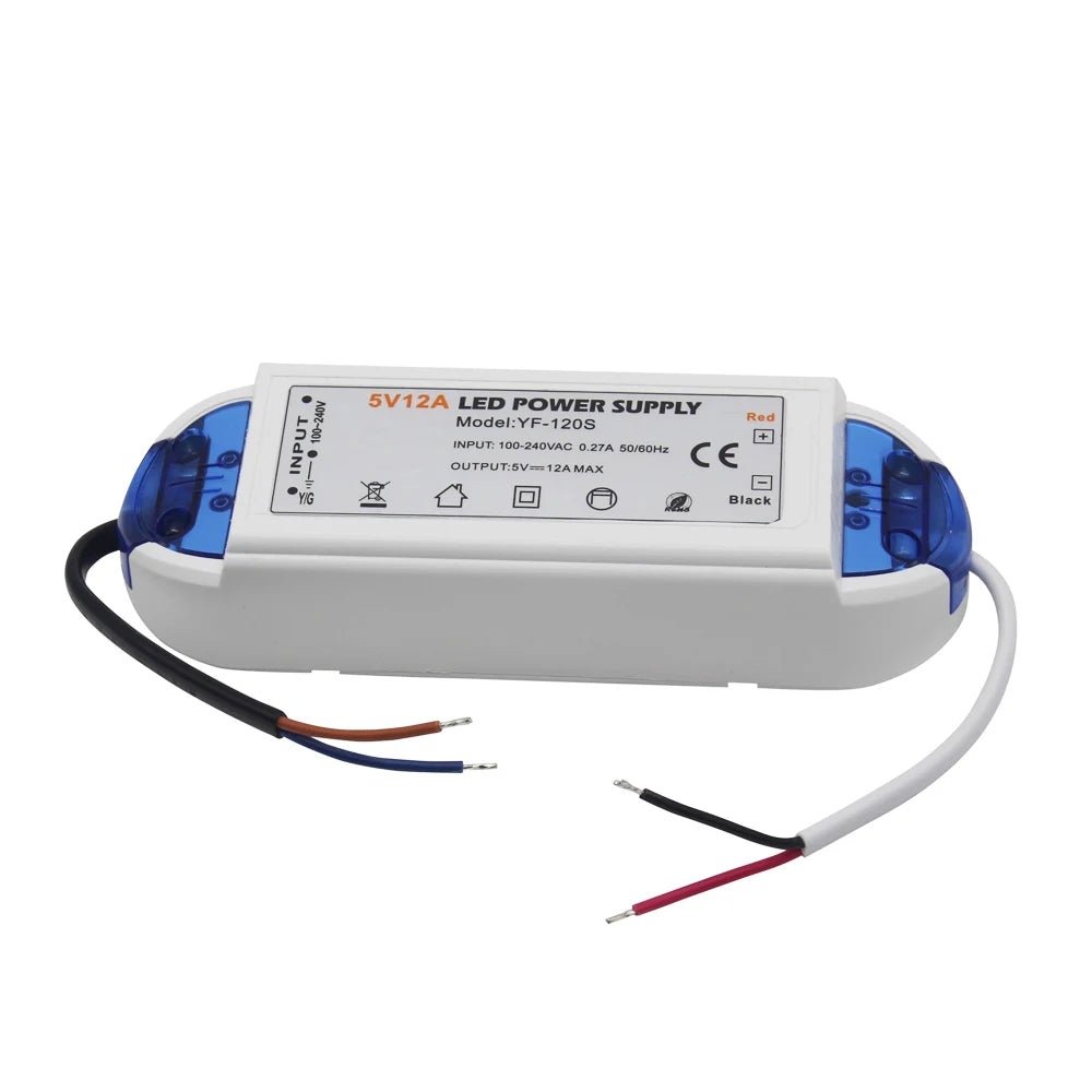 Dual Output LED Power Supply DC 12V DC 5V 60W 72W 100W AC 90-240V Strip Light Driver
