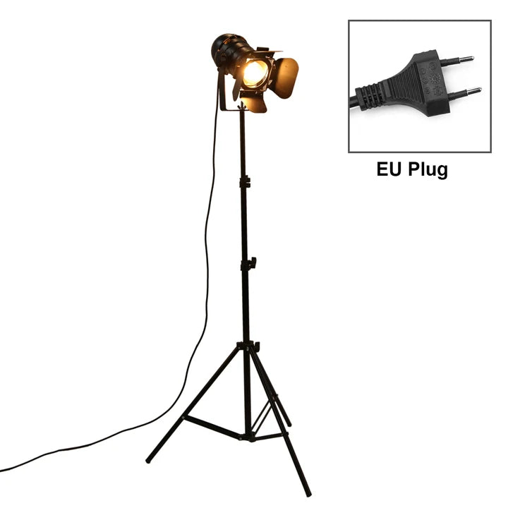 Industrial Retro Tripod Floor Lamp E27 Metal Iron Black Vintage Knob Switch AC 90-260V