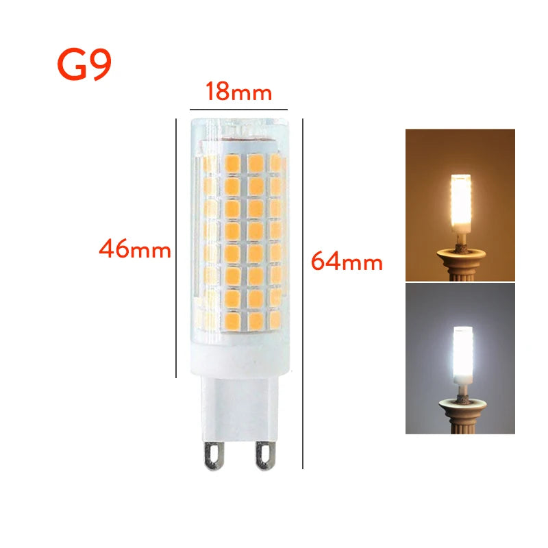 Dimmable LED Corn Bulb 9W 850lm G4 G9 E12 E14 E17 BA15D Epistar SMD2835 110-220V