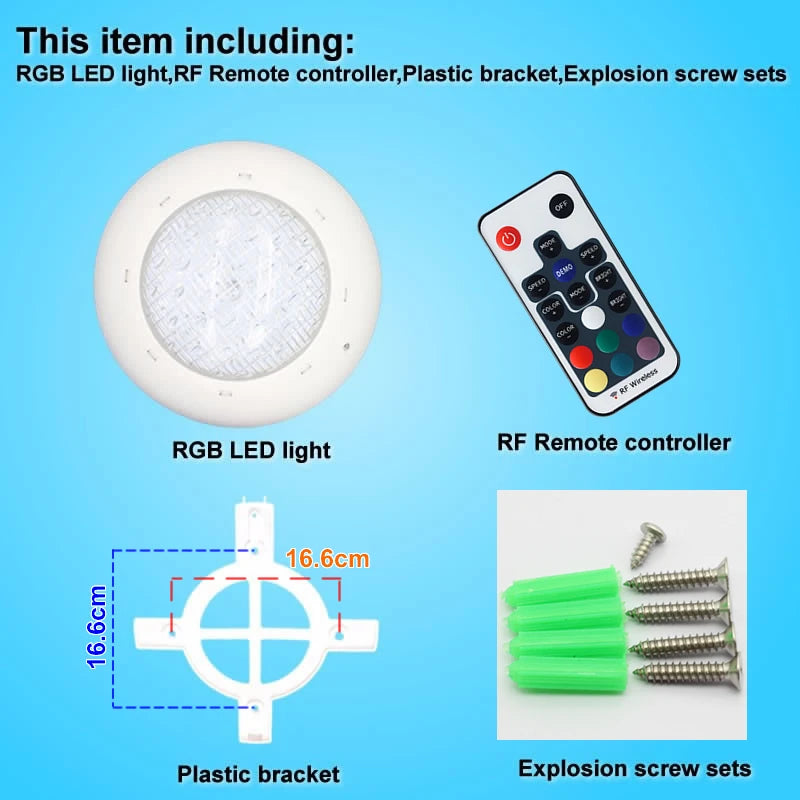 LED Pool Underwater Light 24W 36W IP68 DC 12V RGB Remote Warm White Cool White D280mm