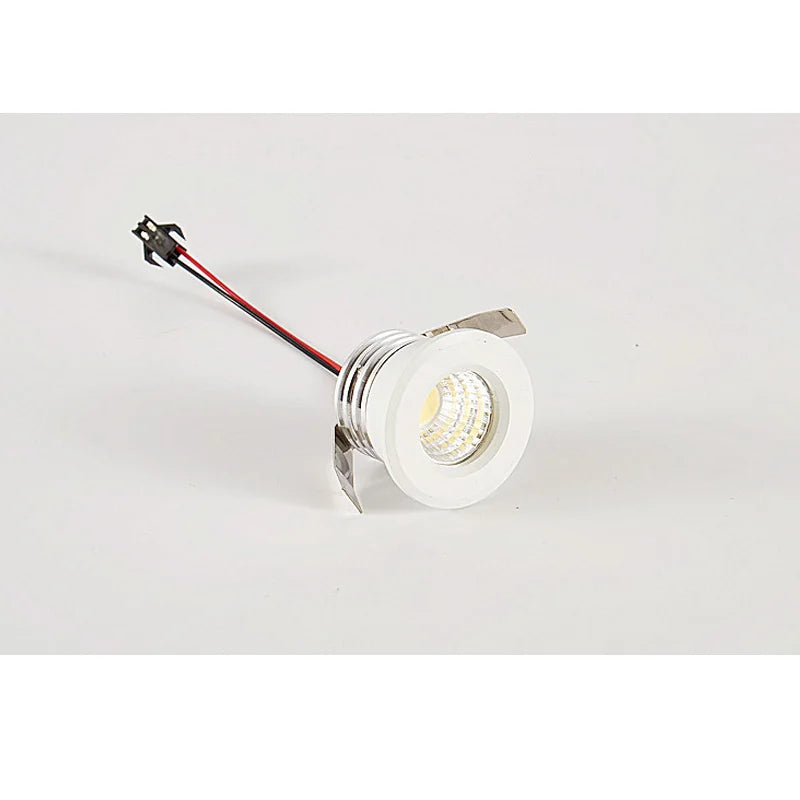 Mini LED Recessed Cabinet Spotlight 1W 3W 4000K Brushed Nickel Aluminum AC 85-265V or DC 12V Driver Included Jewelry Display Ceiling Downlight