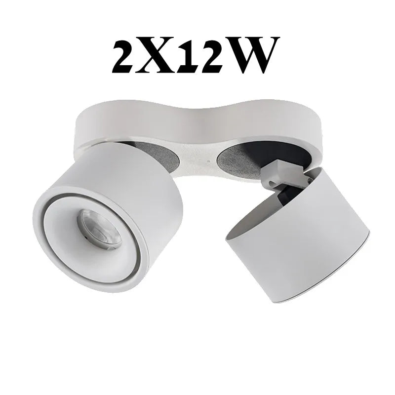 Foldable 360° Rotatable Dimmable COB LED Surface Downlight 7W-16W Double-Head to 32W Black